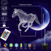 Carica l'immagine nel visualizzatore di Gallery, lampada cavallo,Luce Notturna Cavallo per Bambini, 3D cavalli Luce LED, Telecomando 16 Cambia Colore Dimmerabile, Regali