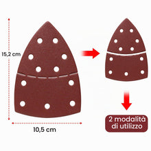 Carica l'immagine nel visualizzatore di Gallery, SHALL Set da 120 fogli abrasivi triangolari, cuscinetti per levigatrice per mouse, 105 x 152 mm, per levigatrici multifu