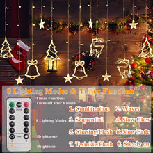 Carica l'immagine nel visualizzatore di Gallery, Lypumso Tenda Luminosa Natale, 3.5M Luci di Natale 8 Modalità, 120LEDs Catena Luminosa Natalizie Batteria/USB IP44 con Funzione di Timer, per Decorazioni Esterno/Interno, Finestra, Giardino, Balcone