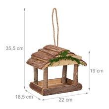 Carica l'immagine nel visualizzatore di Gallery, Relaxdays Mangiatoia per Uccelli, Casette in Legno Dispenser di Mangime da Esterno, Decorazione da Giardino, Marrone