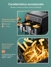 Carica l'immagine nel visualizzatore di Gallery, Innsky Friggitrice ad Aria Doppio Cestello, 8L Friggitrice ad Aria Calda a Doppia Zona, 8 programmi di Air Fryer con Promemoria Shake, IT Ricette