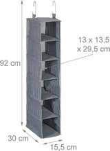 Carica l'immagine nel visualizzatore di Gallery, Relaxdays Organizer Armadio da Appendere Salvaspazio, 6 Ripiani, 92 x 15,5 x 30 cm, Porta Vestiti Interno, Grigio