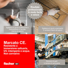 Carica l'immagine nel visualizzatore di Gallery, Fischer ASP Nero, Adesivo Sigillante Tenace e Resistente per Giunti a Pavimento, in Facciata, Condotte, Lamiera e Carroz