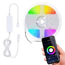 Carica l'immagine nel visualizzatore di Gallery, B.K.Licht Striscia LED Smart RGB, 2m, App, Wi-Fi, alimentazione USB, cambia colore con lo smartphone, adesiva, accorciab