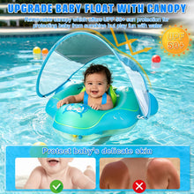 Carica l'immagine nel visualizzatore di Gallery, Salvagente Neonato con Parasole, Salvagente Gonfiabile per Piscina Regolabile Doppio Airbag Anello, Anello di Nuoto per Bambini per Bambini da 6 a 36 Mesi (Blu)
