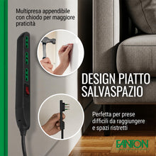 Carica l'immagine nel visualizzatore di Gallery, FANTON 47403 Multipresa SLIM 1,5 metri 3 prese bipasso, interruttore di sovraccarico con spina piccola CLOCK utile per p