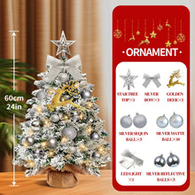 Carica l'immagine nel visualizzatore di Gallery, Mini Albero di Natale Artificiale Piccolo,60 cm Albero di Natale Piccolo con Luci con 23 Decorazioni Natalizie Fai da Te,Albero di Natale con Adatto per Natale e Capodanno﻿ (floccaggio)