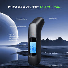 Carica l'immagine nel visualizzatore di Gallery, Etilometro Portatile Professionale Alta precisione | Alcol Test Digitale di Precisione con Display LCD &amp; Allarme 3 Color
