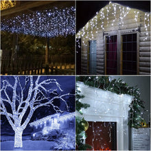 Carica l'immagine nel visualizzatore di Gallery, PhilzOps Cascata Luci da Esterno, 480 LED 19M Luci Natale Tenda Bianco Freddo Impermeabile 8 Modalità Catene Luminose Decorazione per Nataliazie Interno Casa Feste Finestra Giardino, Cavo Bianco