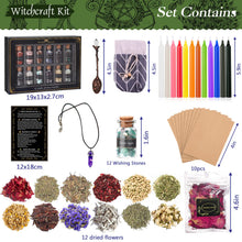 Carica l'immagine nel visualizzatore di Gallery, MULEVIP Oggetti Kit 52 Pezzi Forniture per Stregoneria, per la Preghiera, Bottiglia dei Desideri di Cristallo, Fiori sec