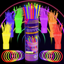 Carica l'immagine nel visualizzatore di Gallery, Ziitty Braccialetti Luminosi Fluorescenti , 7 colori Fluo Party Kit Bambini Adulti Starlight 100 Glow Sticks e Connettori per Bracciali Occhiali Gadget per Comleanno Feste Carnevale Capodanno Pasqua