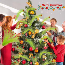 Carica l'immagine nel visualizzatore di Gallery, Kezidhp Punta Albero di Natale 36 cm, 8 Pezzi, Decorazione Natalizia con Girandole Verde Lime e Palline Rosse, Steli Artificiali Verdi per Alberi, Corone e Fai da Te