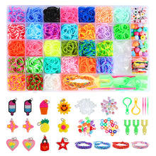 Carica l'immagine nel visualizzatore di Gallery, Set da 2500+ elastici per braccialetto, scatola con 40 scomparti, kit DIY con perline, ciondoli, uncinetti – kit braccia