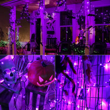 Carica l'immagine nel visualizzatore di Gallery, ODEETRONIC Luci Halloween per Esterno, 20M 200 LED Viola Catena Luminosa Interno a Batteria Impermeabile 8 Modalità Cate