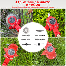 Carica l'immagine nel visualizzatore di Gallery, OUTIGO Decespugliatore a Batteria, Decespugliatore Elettrico a Batteria, dotato di 2 batterie e 4 lame, Tosaerba a batte