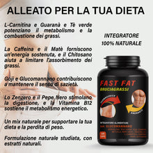 Carica l'immagine nel visualizzatore di Gallery, Integratore di L carnitina keto 120 cps termogenico brucia grassi forte uomo Grassi Potenti veloci Addominali e pancia piatta - Drenante Depurativo Forte concentrato detox Matè, goji e Caffeina