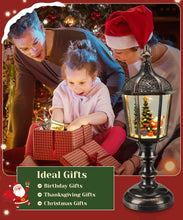Carica l'immagine nel visualizzatore di Gallery, Auniq Lanterna di Natale a globo di neve con musica, Globo di Neve Natalizio Lanterna Retro Lampione Stradale LED Musicale Babbo Natale e Fiocco di Neve-Lampada di Natali, Luce notturna Natali Regalo