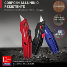 Carica l'immagine nel visualizzatore di Gallery, WORKPRO Set di Coltello di Sicurezza 3 Pezzi, Coltello Retrattile, Coltello Taglierino con 10 Lama di Ricambio a Cambio 