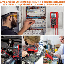 Carica l'immagine nel visualizzatore di Gallery, Proster Multimetro Digitale 6000 Conta 10A 600V TRMS Auto Range con Supporto Posteriore Rilevatore NCV Misuratore di Tensione Corrente DC AC Temperatura Capacità Resistenza Diodo Tester di Continuità
