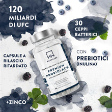 Carica l'immagine nel visualizzatore di Gallery, Fermenti Lattici Probiotici per Intestino 120 Miliardi UFC 30 Ceppi Batterici | Probiotici e Prebiotici con Lactobacillu