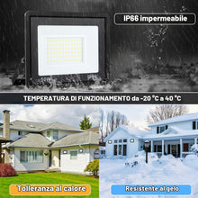 Carica l'immagine nel visualizzatore di Gallery, 50W Faretto LED da Esterno, 5400LM Sovrilluminante Faro LED Esterno, 6000K Luce Bianca Fredda, IP66 Waterpoof Faretti pe