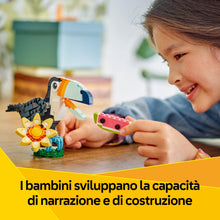 Carica l'immagine nel visualizzatore di Gallery, LEGO Creator 3 in 1 Animali Selvatici: Tucano Tropicale con Fiore - Animale Giocattolo Trasformabile in Farfalla o Pesce Tropicale - Regalo Creativo per Bambine e Bambini da 7 Anni in su - 31173