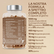 Carica l'immagine nel visualizzatore di Gallery, Ashwagandha KSM-66 10000mg Alto Dosaggio (Estratto di Ashwagandha Bio 10:1) Vitamina B6 B1 Zinco Magnesio Manganese, Veg