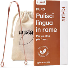 Carica l'immagine nel visualizzatore di Gallery, Arista Pulisci Lingua, Pack 1 Nettalingua Rame, Raschietto Lingua, Ayurveda Prodotti, Raschia Lingua per Igiene Orale, Alito Cattivo Rimedi