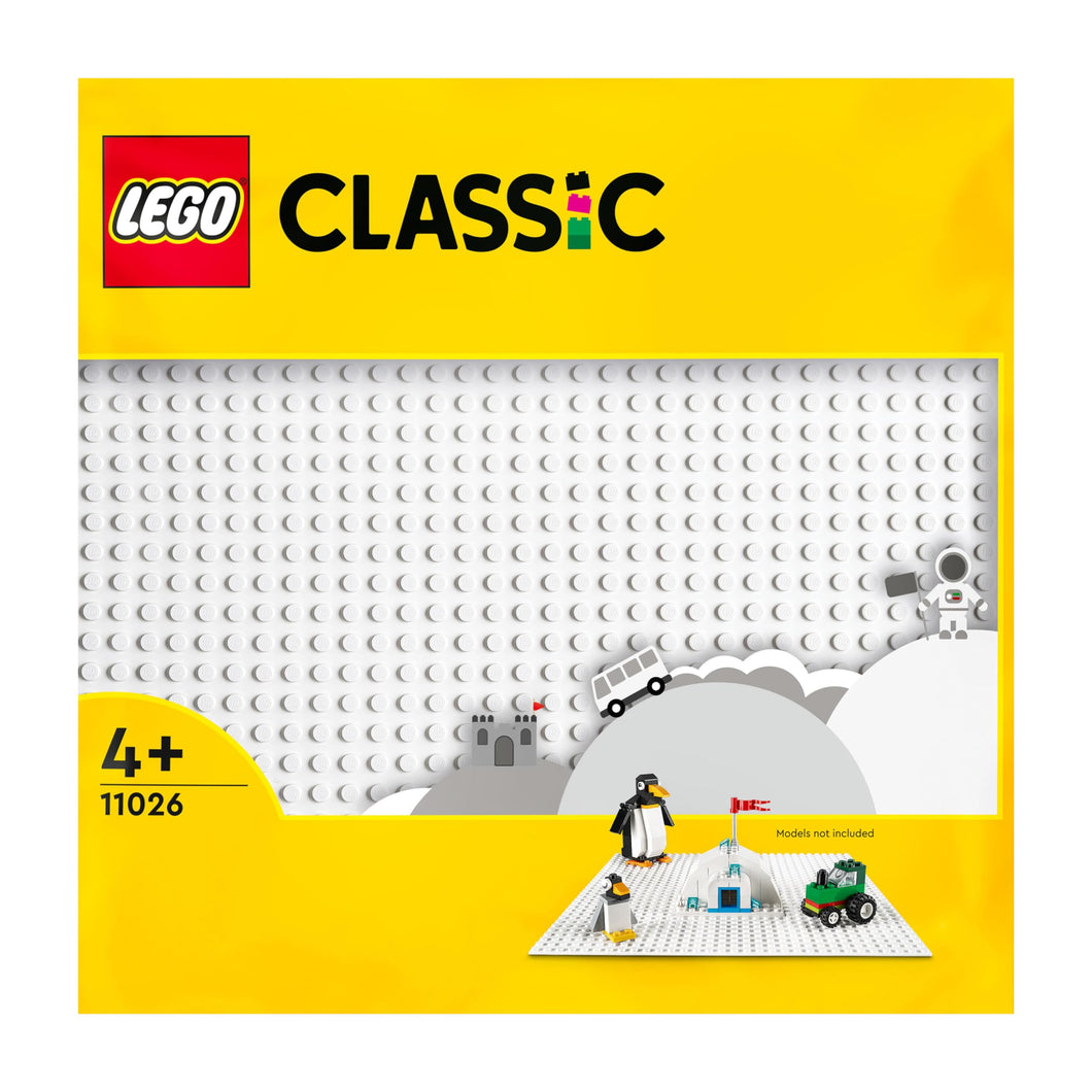 LEGO Classic Base Bianca, Tavola per Costruzioni Quadrata con 32x32 Bottoncini, Piattaforma Classica per Mattoncini per Costruire ed Esporre per Bambini e Bambine da 4 Anni in su 11026