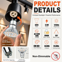 Carica l'immagine nel visualizzatore di Gallery, Energetica B Lampadine LED GU10 6,5W(150W) Bianco Caldo 3000K 1300lm, 8 Pz