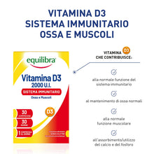 Carica l'immagine nel visualizzatore di Gallery, Equilibra Integratori Alimentari, Vitamina D3, Integratore Vitamina D3 per la Normale Funzione del Sistema Immunitario, 