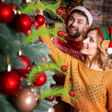 Carica l'immagine nel visualizzatore di Gallery, Kezidhp Punta Albero di Natale 36 cm, 8 Pezzi, Decorazione Natalizia con Girandole Verde Lime e Palline Rosse, Steli Artificiali Verdi per Alberi, Corone e Fai da Te