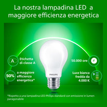 Carica l'immagine nel visualizzatore di Gallery, PHILIPS Ultra Efficient - Ultra energy saving lights, E27 LED light source, 60W, A60, cool white, pack of 1, frosted