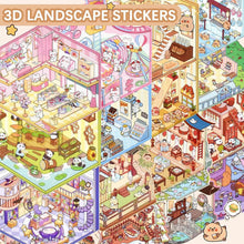 Carica l'immagine nel visualizzatore di Gallery, Set di 20 adesivi 3D per casa, in miniatura 3D con pinzetta rosa, fai da te Cozy Little Home House Scene Sticker Book, F