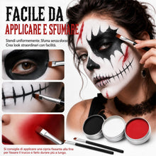 Carica l'immagine nel visualizzatore di Gallery, Trucchi Halloween Trucco Bianco Nero Rosso per Viso e Corpo 90g