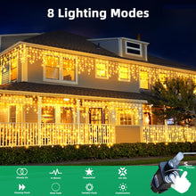 Carica l&#39;immagine nel visualizzatore di Gallery, LEDYA Luci di Natale da Esterno, 9M 240 LED Tenda Luminosa Natale con Timer/8 modalità, IP44 Impermeabili, Luci Natale Esterno Cascata Decorazioni per Balcone, Natale, Matrimoni, Feste