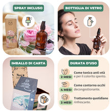 Carica l'immagine nel visualizzatore di Gallery, BIONOBLE Acqua di Rose Spray Bio - Tonifica, Calma, Illumina - Idrolato di Rosa 100% Naturale, Senza Alcol - Tonico Acqua alle Rose Viso, Capelli, Contorno Occhi - Bottiglia di Vetro con Spray - 100ml