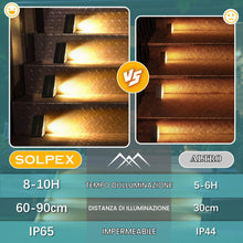 Carica l'immagine nel visualizzatore di Gallery, Solpex Luci solari per esterni, 6 pezzi, luce per scale, impermeabile, illuminazione a LED per scale esterne, gradini, r