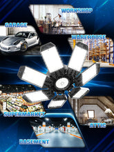 Carica l'immagine nel visualizzatore di Gallery, Lampada da Garage LED 200W, 20000LM Plafoniere LED a Soffitto Garage Deformabile con 7+1 Pannelli Regolabili 6500K Luce 