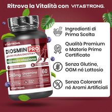 Carica l'immagine nel visualizzatore di Gallery, Diosmina PRO Vitastrong, Complex Vegan Diosmina Micronizzata, Flavonoidi, ENOVITA (Vite Rossa Integratore) Centella Asia
