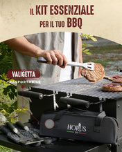 Carica l'immagine nel visualizzatore di Gallery, HORUS 23® Set Barbecue Professionale con Borsa, Guanto e Accessori Barbecue