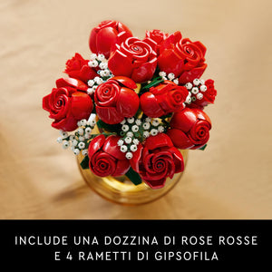 LEGO Icons Bouquet di Rose, Set di Fiori Finti da Costruire, Hobby Creativi per Adulti, Decorazione per Casa, Idea Regalo di San Valentino, per l'Anniversario, per Lei o Lui, Collezione Botanica 10328