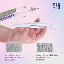 Carica l&#39;immagine nel visualizzatore di Gallery, PORTENTUM Lime per unghie 100 180 set di 16, lima per unghie 100/180 a doppia faccia lavabile, lima per unghie professionale ideale per gel e acrilico, adatto per uso in salone e a casa
