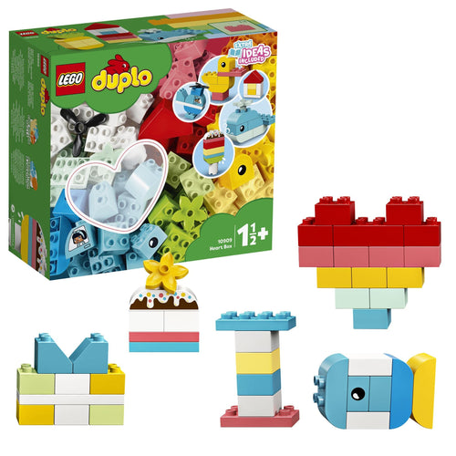 LEGO 10909 DUPLO Classic Scatola Cuore, Primi Mattoncini Colorati da Costruzione, Giochi Educativi e Creativi per Bambini e Bambine da 1,5 Anni