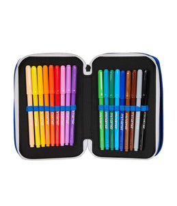 Seven Astuccio Scuola 3 Scomparti, F.C. INTER Calcio - FIN ALLA VITTORIA, Blu Nero - Portapenne Multi Scomparto Con Matite, Penne e Colori, Accessori Zaino, Zaino Scuola - Astuccio Bambino Ragazzo