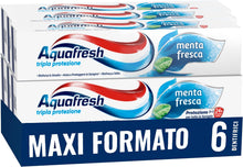 Carica l'immagine nel visualizzatore di Gallery, Aquafresh Tripla Protezione, Dentifricio 3 in 1, Menta Fresca, 6x75 ml