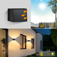 Carica l'immagine nel visualizzatore di Gallery, T-SUN 2 Pezzi Applique Solare da Esterno Nero, Luce Calda 3000K Applique da Parete Esterno, Moderno Up Down Lampada da P