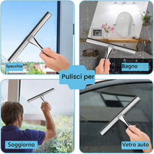 Carica l'immagine nel visualizzatore di Gallery, Ibergrif M34101 - Tergivetro da Bagno, Tergicristallo per Doccia, Senza Perforazione, Lavavetri Spazzola con Gancio, Tira Vetri, Acciaio, Cromo