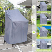 Carica l'immagine nel visualizzatore di Gallery, 2 Pezzi Copertura per Sedie da Giardino Impermeabile, Antivento, UV-Resistente, Protezione per Sedie da Giardino in Oxfo