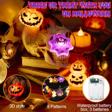 Carica l'immagine nel visualizzatore di Gallery, VEEKAY Luci Zucca Halloween,3.6M 24 LED Halloween Luci Stringa,Luci di Decorazione di Halloween,Pipistrello,Fantasma e Z